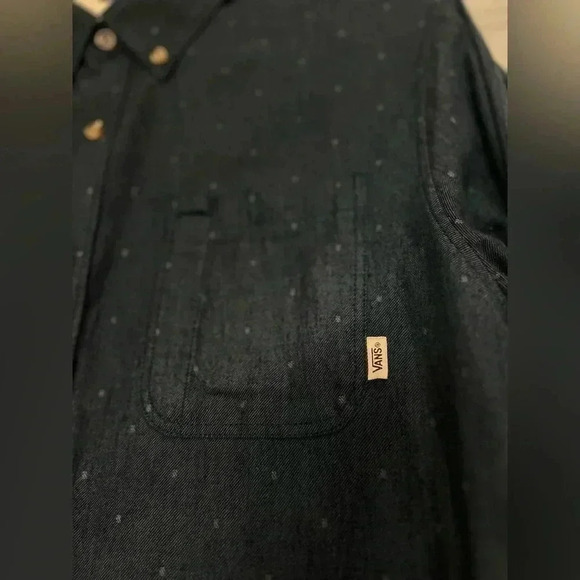 Vans Long Sleeve Button Front Shirt Pocket Blue Tailored Fit Dress Casual Mens M - Picture 4 of 7